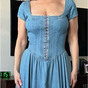 Vintage Bonnie Strauss Denim Corset Dress